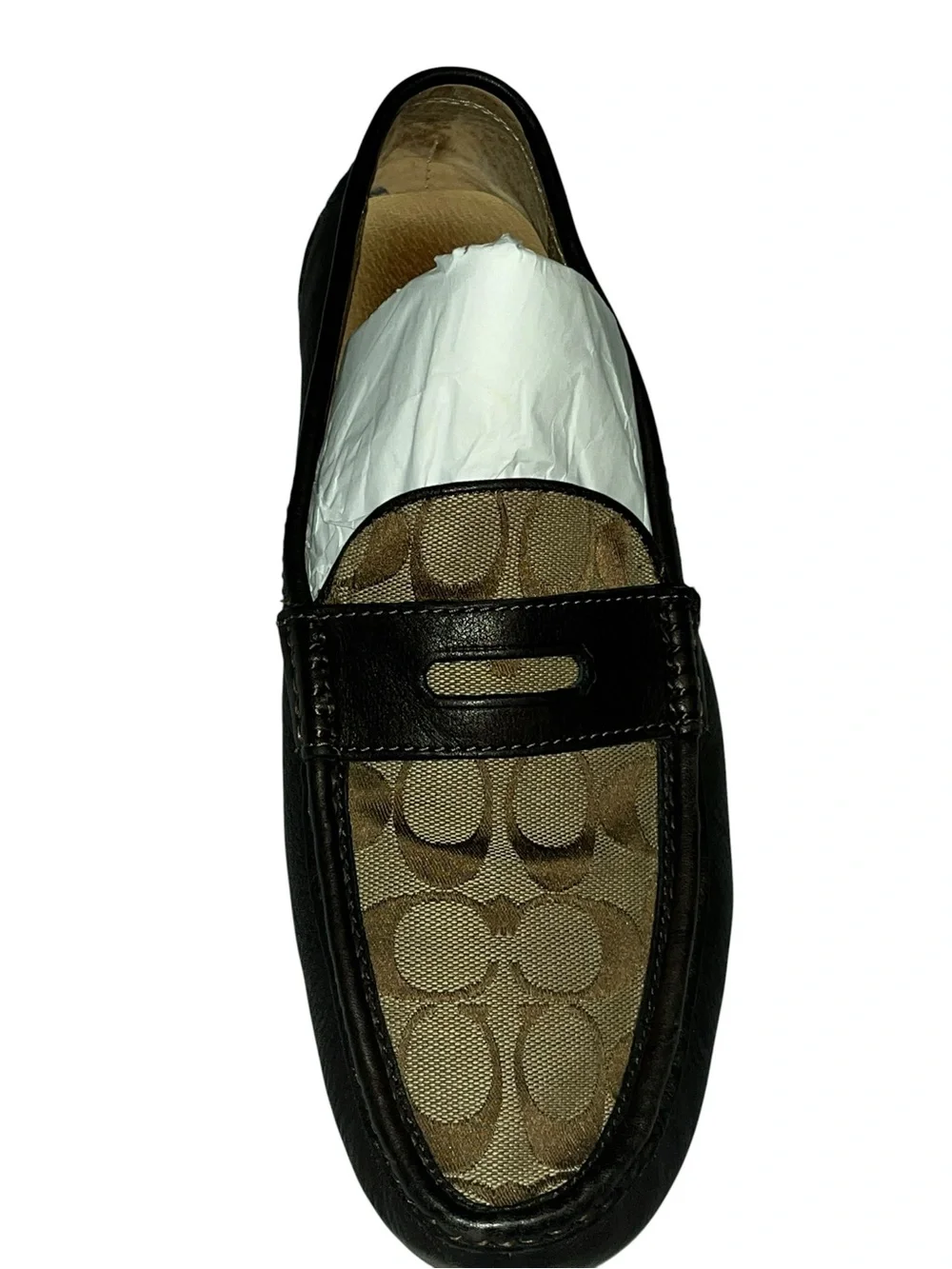 Coach Men’s Brown Signature Jacquard Penny Loafers
